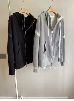 Niche designer style ~ men and women fashion personality double zipper splicing loose hooded sweatshirt autumn 9673