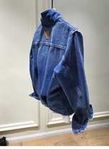 Back adjustable wash blue loose slim super Joker denim coat European and American spring 2021 new female 8942