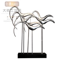 Chinese pastoral broken silver foil fish community sculpture decoration handicraft hotel waterscape decoration lobby artwork