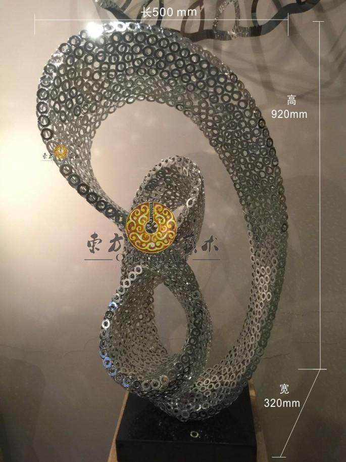 Silver streamer sculpture ornament twisted shape modern alloy silver-plated handmade creative light installation art light luxury