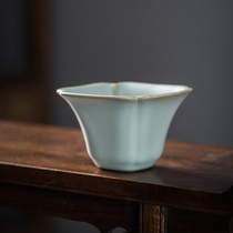 Common goods Tea Ware Flexor Cup Ceramic Ru Kiln Master Cup Ru Porcelain can raise open sheet Ice Cracked Glaze collection Tea drinking cup
