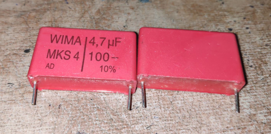 WemaWIMA audio coupling divider capacitor MKS4 100V475 4 7UF foot distance 22 5mm