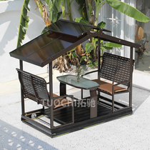 Outdoor swing aluminum alloy outdoor hanging chair villa garden balcony household leisure four people power courtyard rocking chair