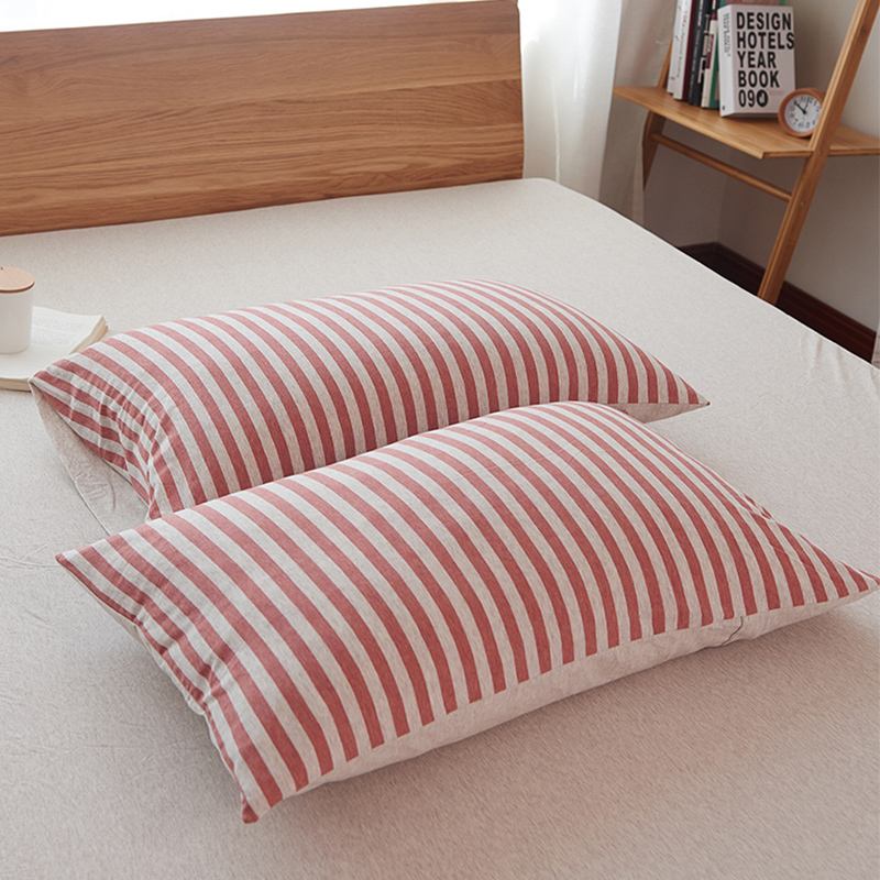 Geranium cotton pillowcase day style all-cotton knit cotton single pillowcase single fit for a pair of selfies 2 pure color stripes