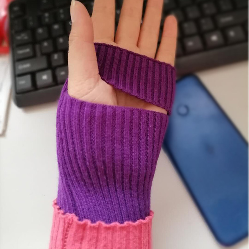Autumn and winter thickened long gloves men's and women's elbow protection cold sports cashmere arm warmer keyboard hand fake sleeve sheath