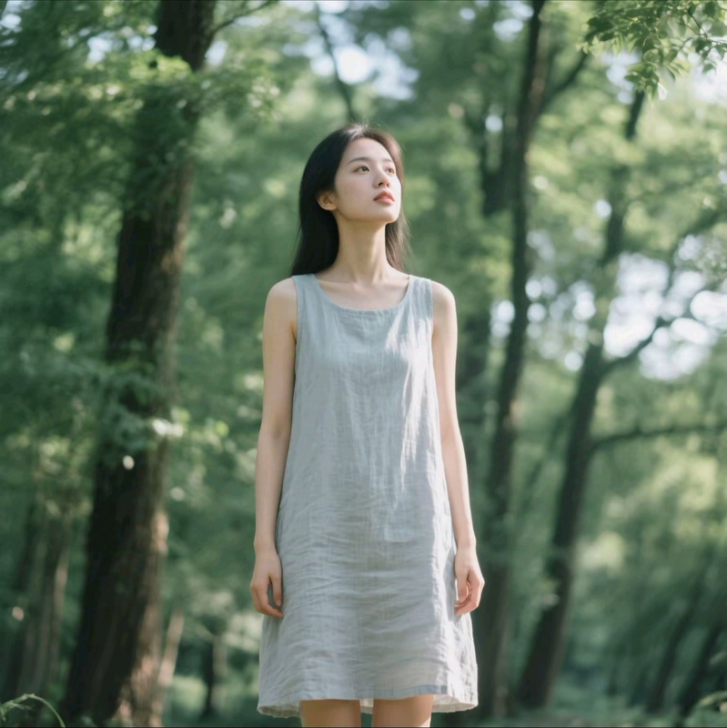 Undyed Pure Linen Vest Dress, Can Be Worn Outside, Comfortable, Breathable, Quick-Drying, Versatile, Nightgown, Summer Dress