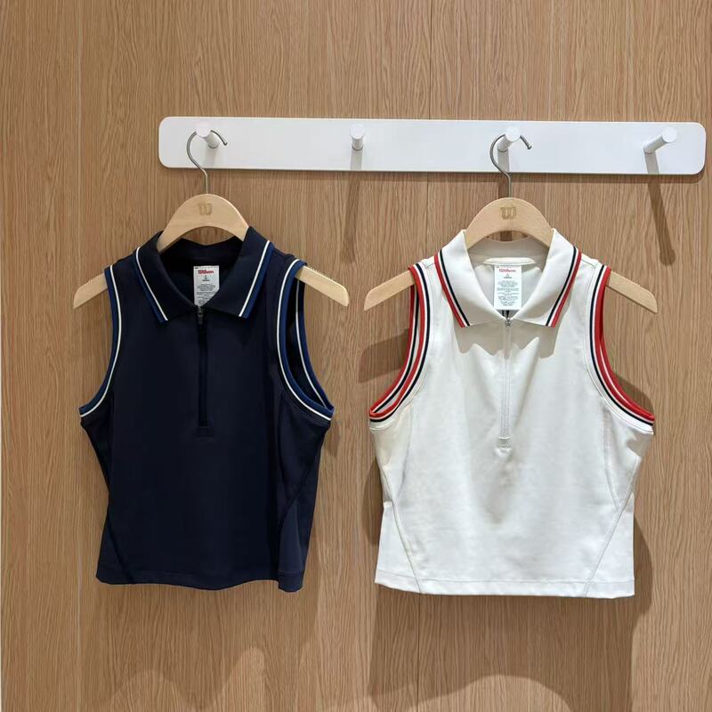 Wilson's New Women's Polo Collar Quick-Drying and Cool-Feeling Tennis Knitted Half-Zip Vest We00273 Wilson's New Women's Polo Collar Quick-Drying and Cool-Feeling Tennis Knitted Half-Zip Vest We00273