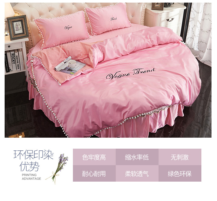 Váy ngủ lụa tròn châu Âu bốn bộ chăn ga gối đệm đơn mảnh cotton công chúa phong cách cotton ga trải giường tùy chỉnh chăn ga gối everon 2020