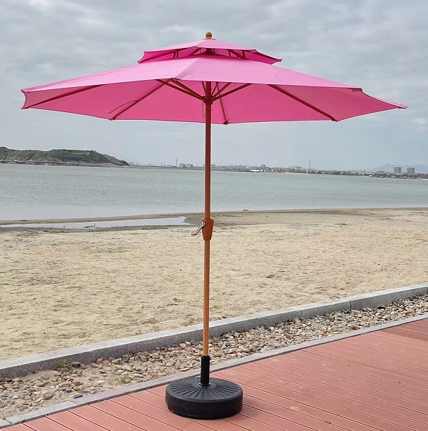 Outdoor Parasols, Courtyard Parasols, Large Courtyard Hand-Cranked Center Pole Umbrellas, Iron and Aluminum, Various Styles, Brushed Aluminum, Street Stalls