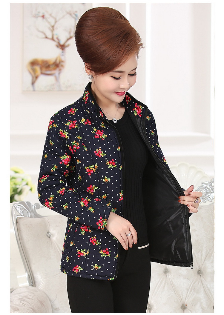 Áo khoác cotton cho phụ nữ trung niên và già mùa thu và mùa đông của mẹ mặc áo khoác cotton dày Áo khoác nữ nhỏ bằng vải cotton cỡ lớn quần áo cotton mỏng áo vest nữ trung niên