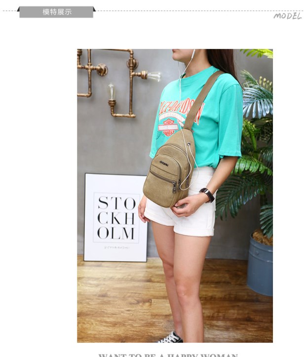 Túi du lịch mới cho nam túi ngực vải nam túi thông thường Túi Messenger phiên bản Hàn Quốc của thủy triều thời trang túi nhỏ đeo ba lô túi chanel