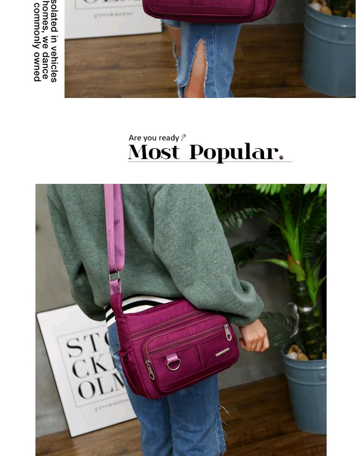 2018 phụ nữ trung niên mới túi xách nữ túi nylon oxford túi đeo vai Messenger túi chống nước nhẹ nữ balo da nữ