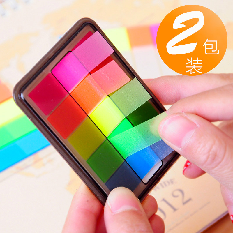Deli fluorescent film indicator label sticker Classification Post-it note paper Post-it note strip transparent writable self-adhesive index bookmark Sticker Student Korea cute small fresh color Cute candy color writable