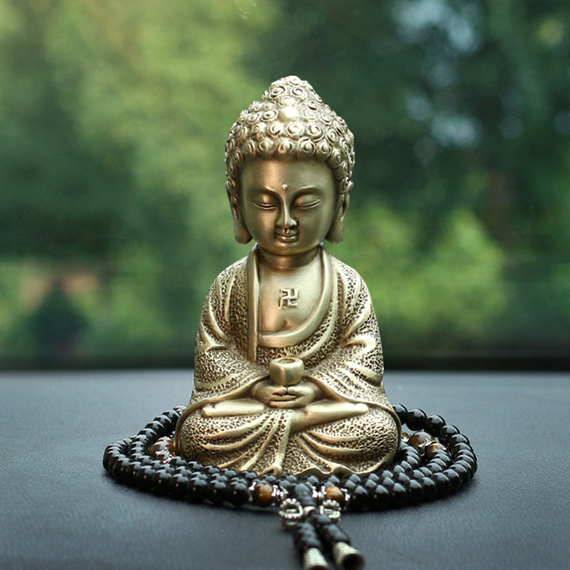 Big day like coming to the car in the car Ornament Pendulum Meditation Small Monk Middle Control Bench On-board Bronze Buddha Statue inside Po Ping An Man