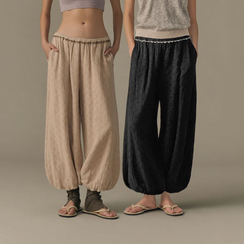 Celebrity Style O Cloche Code Casual Jogger Pants with Hidden Pattern, Summer Thin Cuffed Women's Pants 26 Summer