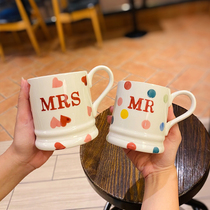 French elegant couple breakfast oatmeal ceramic cup home drinking cup sweet love mug large capacity