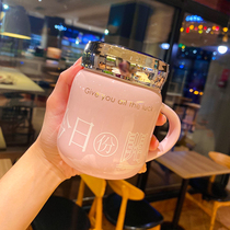 ins ceramic cup with mirror screw cover female Korean cute girl heart tremble sound Net red creative student water Cup