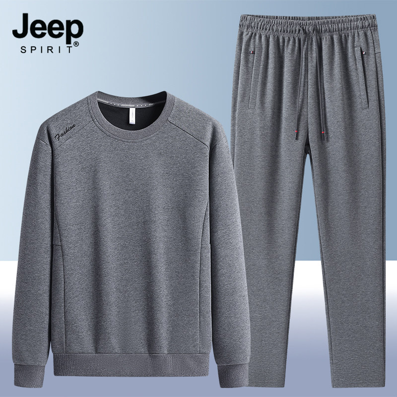 Спортивный костюм JEEP SPIRIT, мужской весенне-осенний новый повседневный свитер, спортивные штаны, свободная мужская одежда из двух предметов