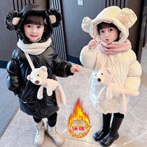 Childrens winter coat thick cotton coat girl 2021 new Korean version of the long cotton clothes baby girl foreign cotton jacket