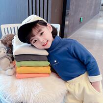 Childrens plush leggings Winter baby girls half-height collar de velvet plus thick tops for girls and children with warm T-shirts 3