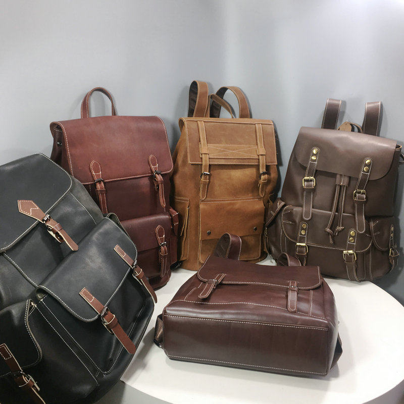 Foreign trade British retro top layer cowhide backpack men and women large-capacity leather backpack school bag computer bag travel bag