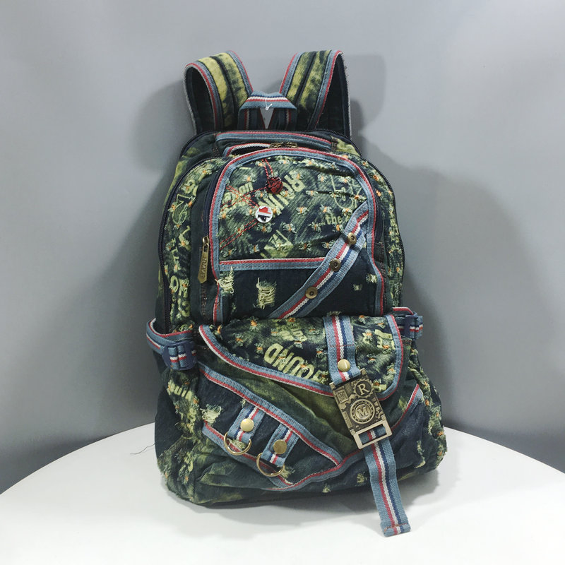 Foreign trade 14 inch Nepalese national wind heavy industry wash all cotton canvas shoulder backpack men and women retro backpack