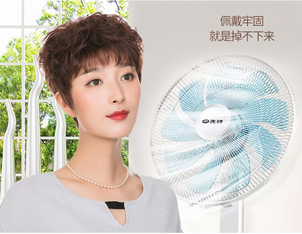 Middle-aged lady wig short hair whole-life hair short curly hair round face mom breathable hair set fluffy natural hair