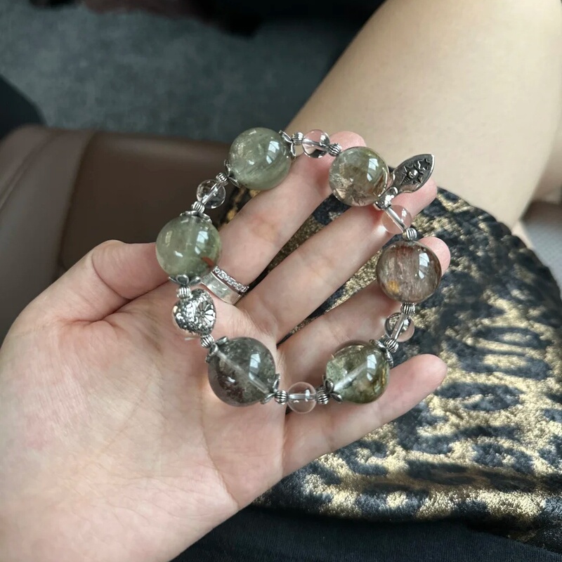 Natural Green Phantom Crystal Bracelet, White Crystal Bracelet, Good Luck and Fortune, Gift for Girlfriend on Her Zodiac Day, Chinese Valentine's Day