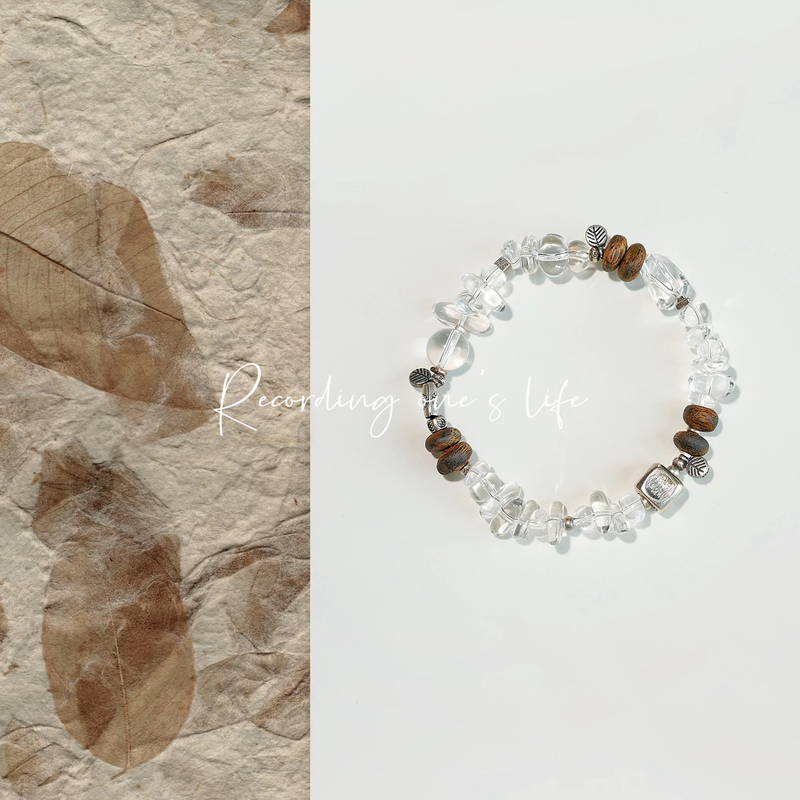 Natural White Crystal Agarwood Bracelet S925 Sterling Silver Bracelet Good Luck Jewelry Gift for Girlfriend Valentine's Day Birthday Present