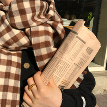  Good looking couples classic checkered scarf vintage 100 lap warm imitation cashmere apron