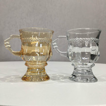 Three can be thick and real lead-free glass light retro style glazed bas-relief glass cups do not deback