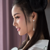 And Tian Yuwoman earrings ancient windy with superfairy temperament Long style Flowing Su Earrings Jade Orchid Earline Valentines Day Gift