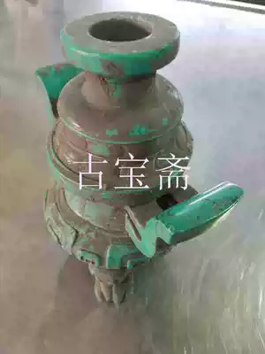 Prehistoric Hongshan Liangzhu culture Ancient jade Laoyu antique jade Old green rosin stove top decoration Sun god low turn
