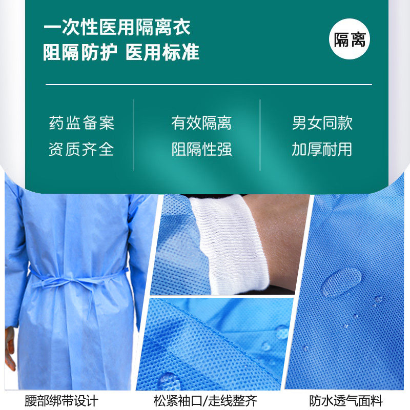 华鲁医用隔离衣:一次性分体式反穿加厚防尘透气防护医护手术隔离服,守护你的每一次操作!-医用防护服-淘宝百科网