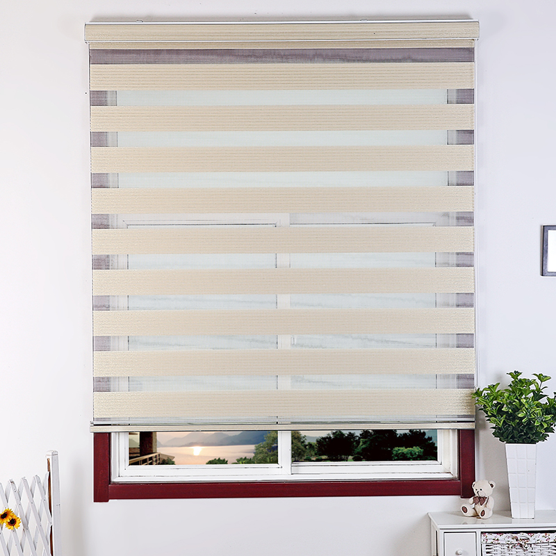New Korean-style roller blinds blinds high-grade thickened soft gauze zebra blinds double-layer bead-type full blackout bedroom