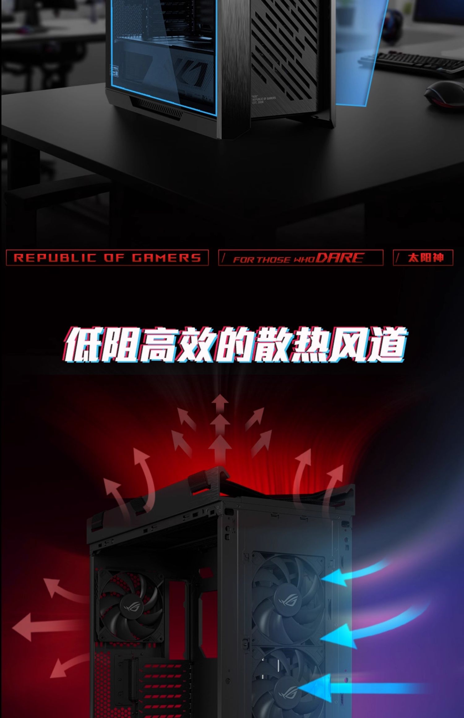 ASUS/华硕ROG玩家国度 GX601太阳神机箱全塔侧透明玻璃游戏机箱插图6
