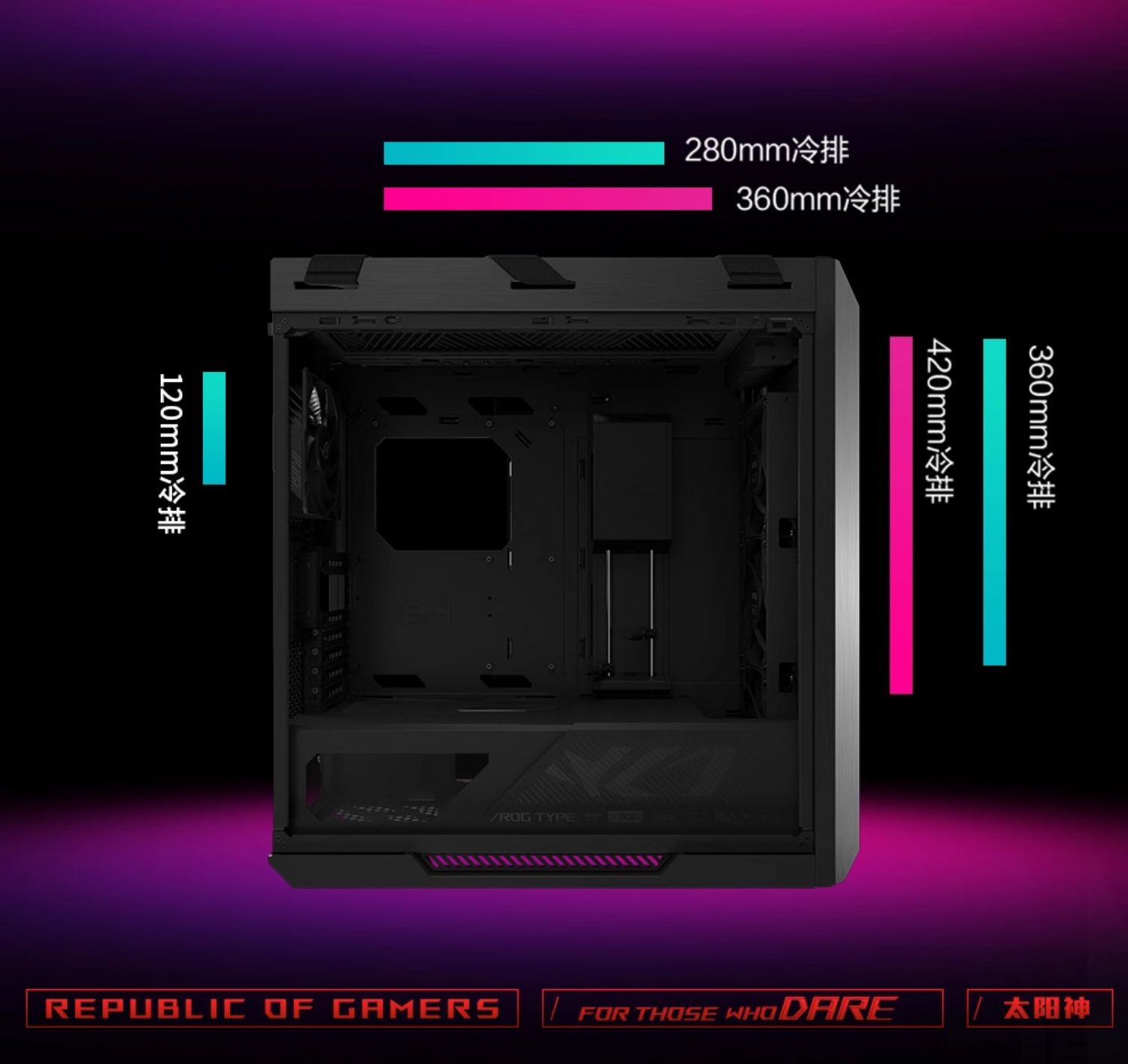 ASUS/华硕ROG玩家国度 GX601太阳神机箱全塔侧透明玻璃游戏机箱插图14