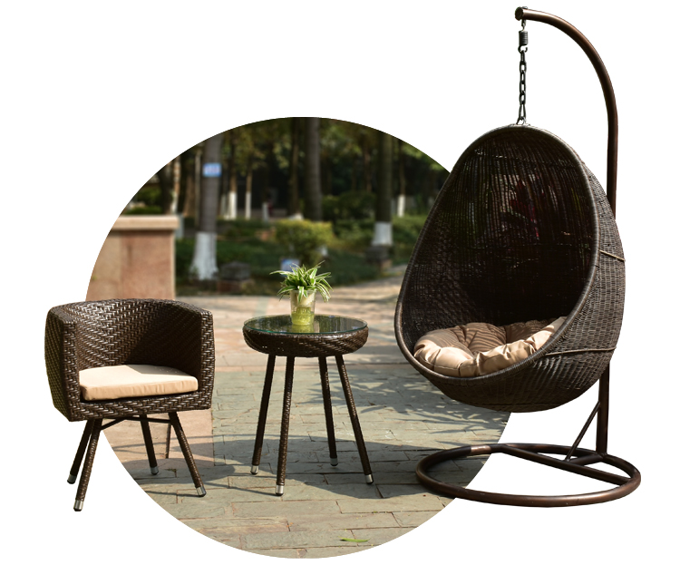 Biệt thự sân giải trí đồ nội thất vườn đu ngoài trời treo ghế ban công giải trí ghế wicker ngoài trời treo giỏ rocking chair phong cách Châu Âu bàn gỗ ngoài trời