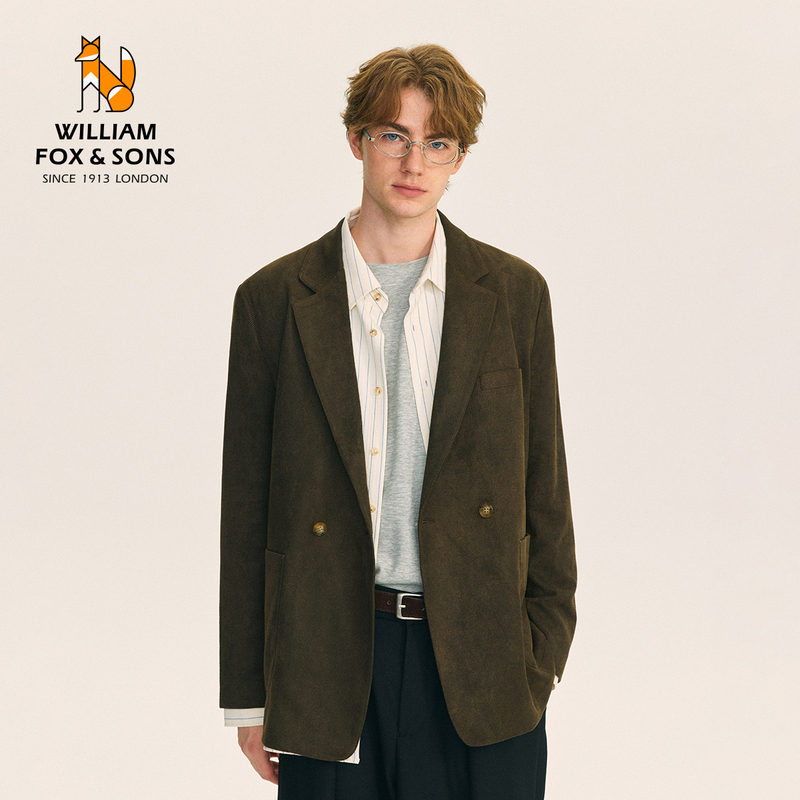 William Fox 2025 Autumn New Vintage Faux Suede Wrinkle-Resistant Suit Men's Commuting Casual Blazer