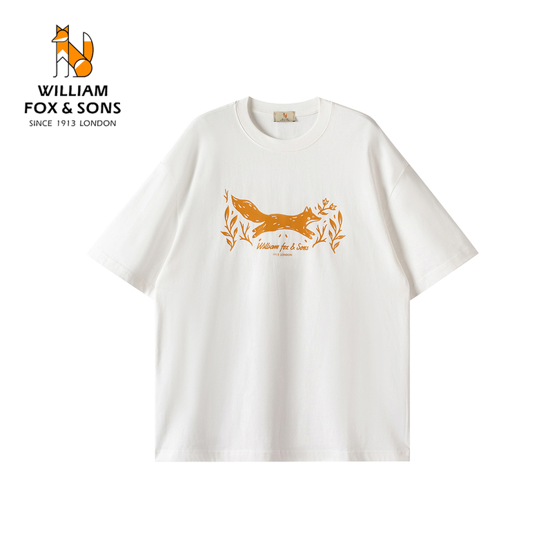 British Little Fox 25 Summer Brand Design Running Fox Print 280g Heavy Weight Cotton Short Sleeve T-Shirt British Little Fox 25 Summer Brand Design Running Fox Print 280g Heavy Weight Cotton Short Sleeve T-Shirt