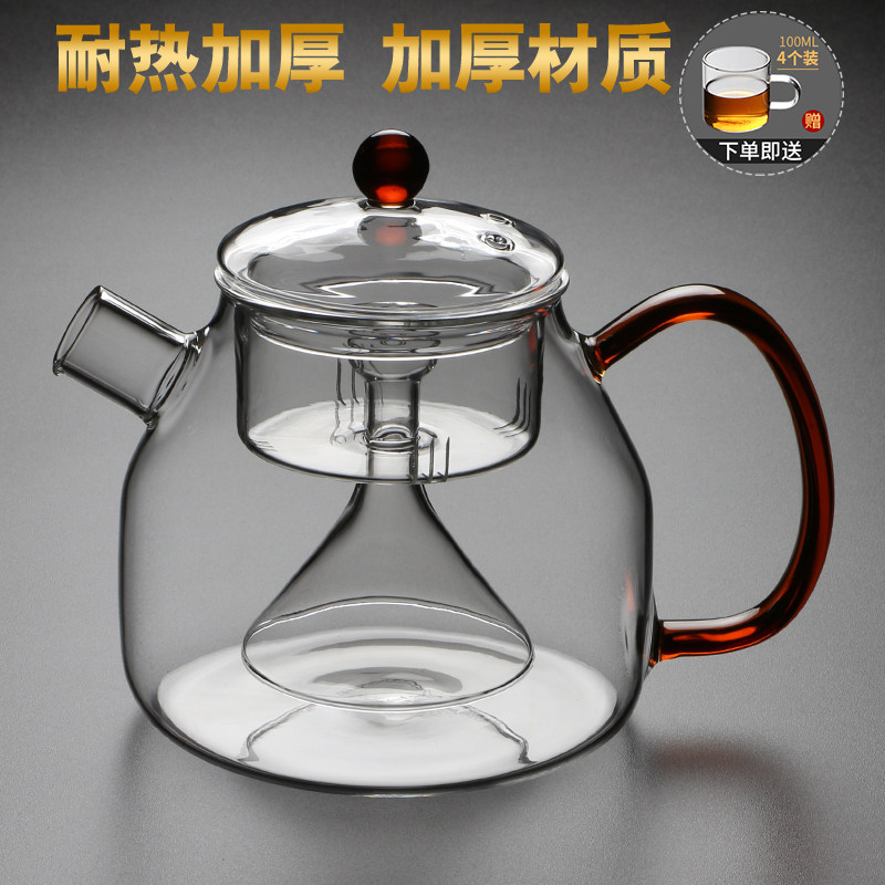Heat resistant glass cooking tea with large number of boiling kettle black crystal stove black tea flower tea steaming tea machine