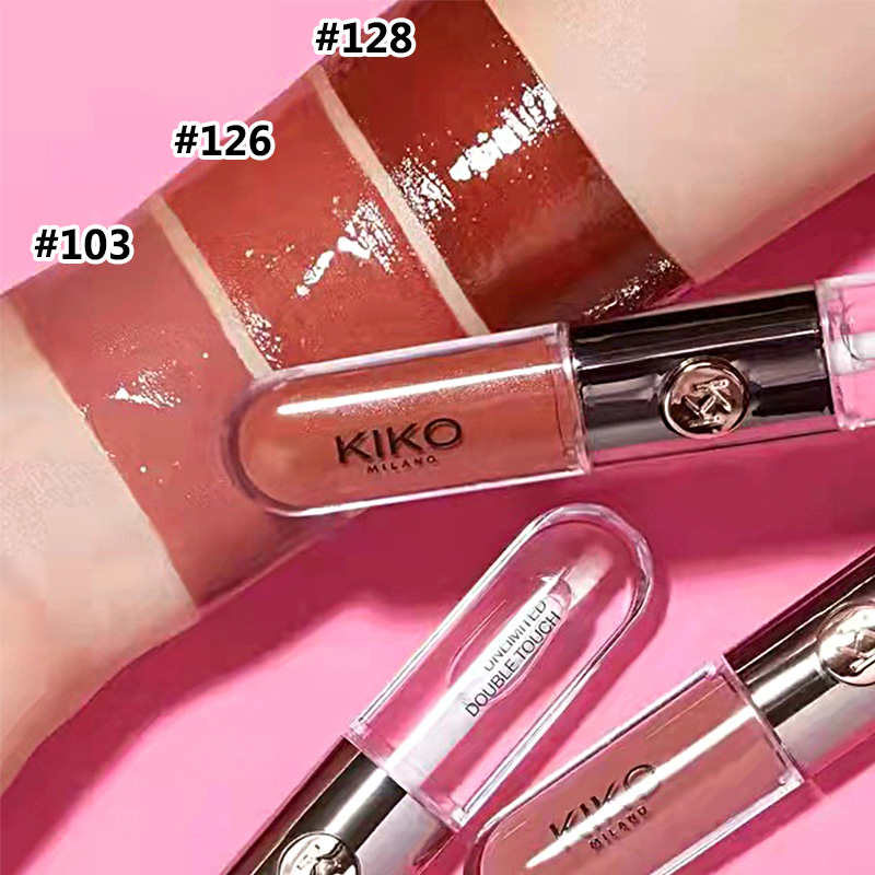 Spot KIKO double head lip glazed lip gloss red persistent not stained with cup 103126128 kit box