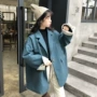 Hepburn gió lỏng mỏng dày lông dài áo len phù hợp với áo khoác phụ nữ - Trung bình và dài Coat áo khoác nike