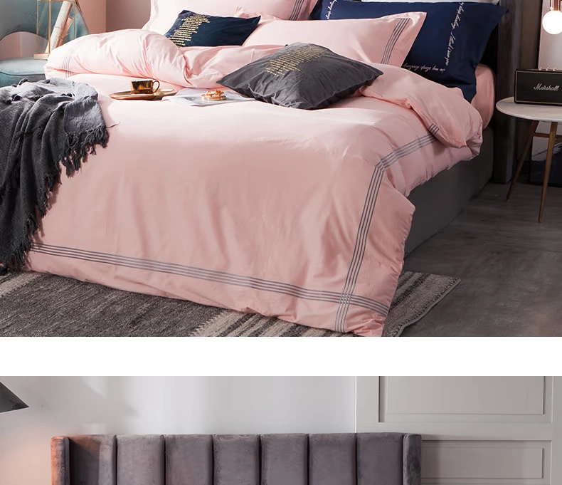 Bộ chăn ga gối đôi cotton bốn mảnh của Mỹ Bộ đồ giường đơn giản phong cách công chúa Bắc Âu - Bộ đồ giường bốn mảnh