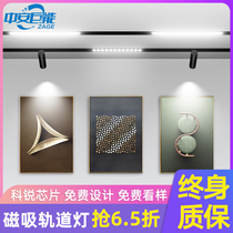 Wide version magnetic track spotlight LED without main lighting borderless embedded living room Poly flood guide rail line light