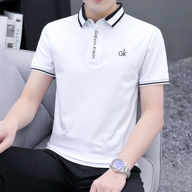 2021夏季新款保罗POLO衫男韩版修身字母翻领男士短袖t恤0265P36