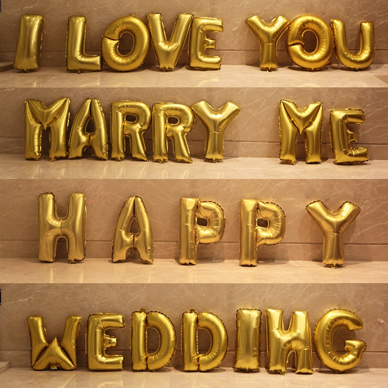 Wedding Supplies Wedding room Letters Wedding Celebration Balloon Package Decoration Aluminum Foil Aluminum Film Heart-shaped Background Wall Romantic Placement