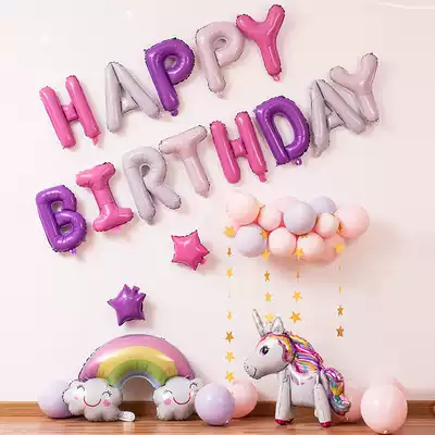 Children's baby birthday party decoration arrangement Net red balloon package cartoon letter aluminum film balloon