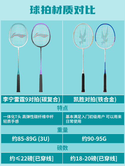 李宁羽毛球拍正品全碳素超轻雷霆9碳素纤维小钢炮专业单双拍球拍