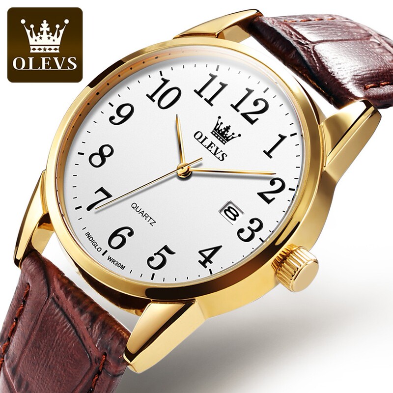 Quartz Digital Watches for Middle-Aged Men and Women, Elderly People, Genuine Leather Strap, Dad Style, Mom Style, Waterproof Electronic Mechanical Quartz Digital Watches for Middle-Aged Men and Women, Elderly People, Genuine Leather Strap, Dad Style, Mom Style, Waterproof Electronic Mechanical
